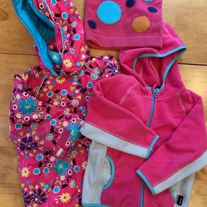 Hanna Andersson Snow Jacket Fleece and Hat Size 90